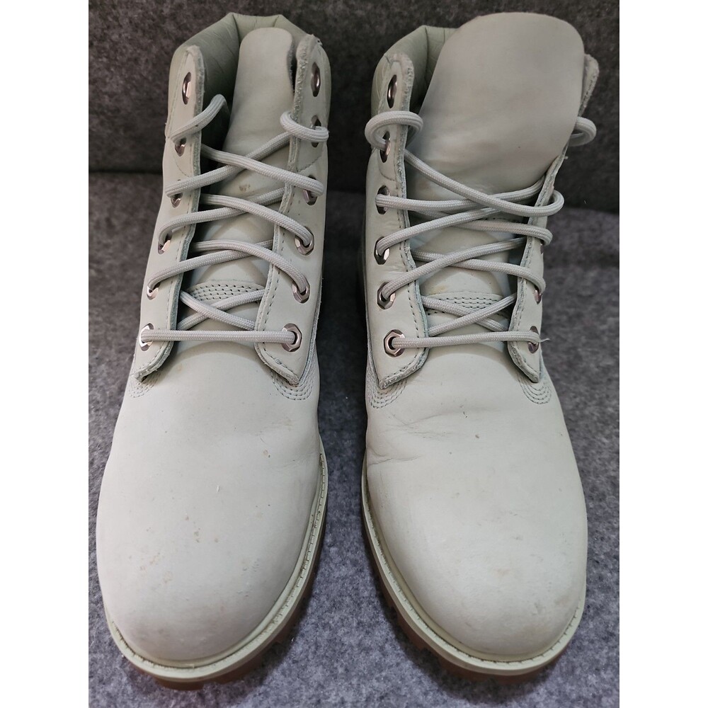 Timberland Light Green Premium Suede Waterproof Boots Womens 8.5 Boys 7.